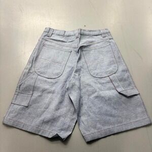 Vintage Chambray Carpenter Shorts Red Stitch Utility Cargo Pockets Sz 34